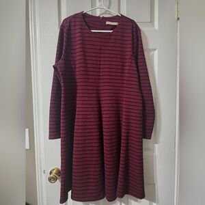 Hutch Anthropologie Ribbed Knit Long Sleeve Striped Shift Dress, Size XL, EUC!